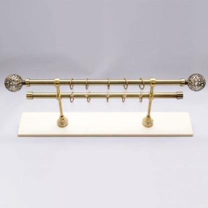 Prekės „Metalinis sieninis karnizas MODENA-LUNAS 200, šviesiai sendintos aukso spalvos, dvigubas, 19 mm“ paveikslėlis