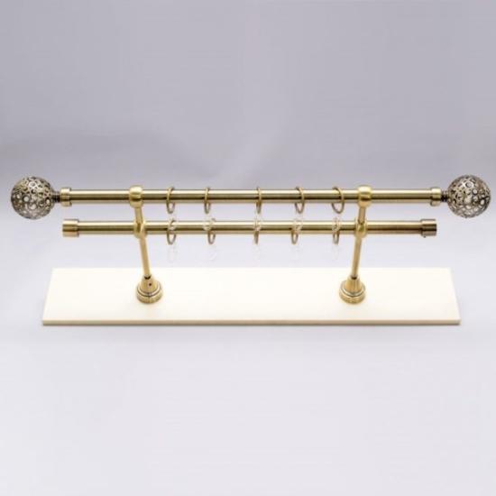 Prekės „Metalinis sieninis karnizas MODENA-LUNAS 240, šviesiai sendintos aukso spalvos, dvigubas, 19 mm“ paveikslėlis