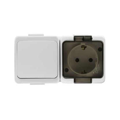Prekės „Paviršinis kištukinio lizdo ir jungiklio blokas  ABEX, GWN-17SL, IP44, baltos spalvos“ paveikslėlis