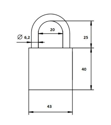 Prekės „Spyna pakabinama 43 mm ZB-HB08 3 skaitmenų Alfalock“ paveikslėlis