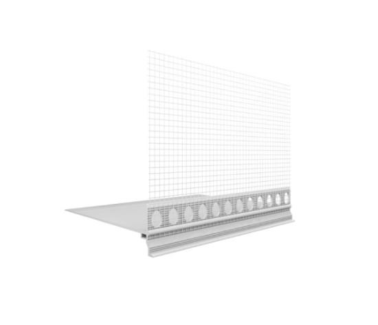 Prekės „PVC profilis Ejot PRAKTIKA, cokolinis, su tinkleliu, 180 mm, 2 m“ paveikslėlis
