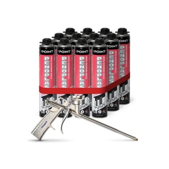 Prekės „Klijavimo putos + pistoletas POINTPENOPLAST, 780 g“ paveikslėlis