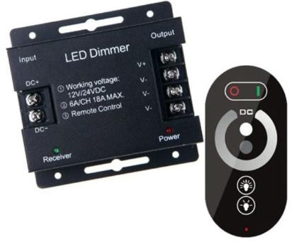 Prekės „Valdiklis - dimeris LED 12V-24V 18A su RF pultu“ paveikslėlis