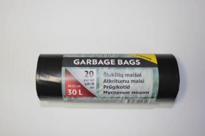 Prekės „Juodi stiprūs maišai šiukšlėms LDPE 30 L 20 vnt / rul.“ paveikslėlis