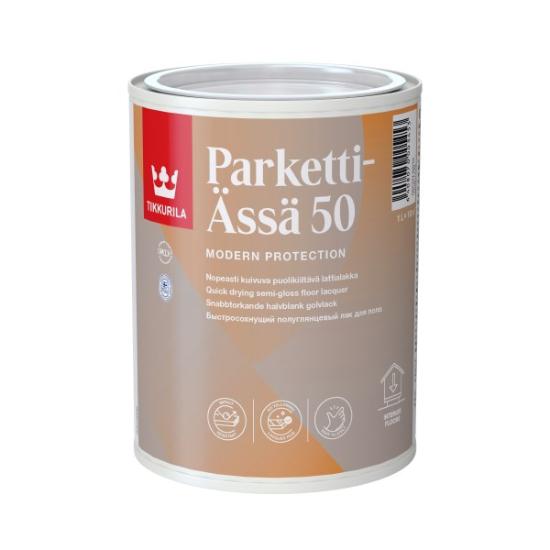 Prekės „Lakas parketinis poliuretaninis pusiau blizgus TIKKURILA Parketti Assa 50 1 l“ paveikslėlis