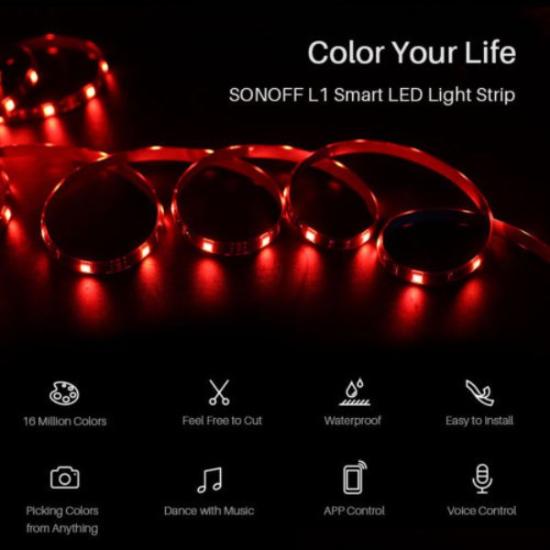 Prekės „Šviesos diodų juosta LED 14W SONOFF-RGB Wi-Fi 2 m“ paveikslėlis