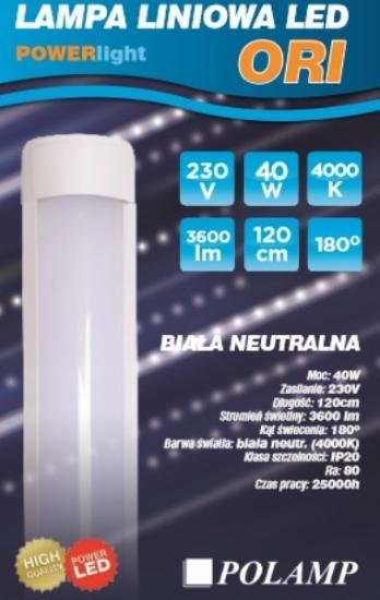 Prekės „Šviestuvas LED 60 cm 20W 4000K 1800lm IP20 ORI POLAMP“ paveikslėlis