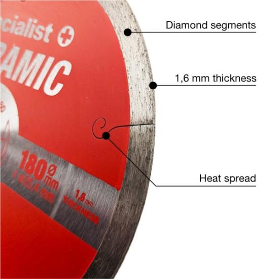 Prekės „Diskas keramikai180x1,6x25,4mm Specialist+“ paveikslėlis