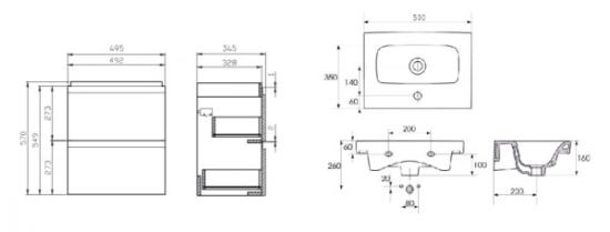 Prekės „Vonios spintelė su praustuvu CERSANIT MODUO 50“ paveikslėlis