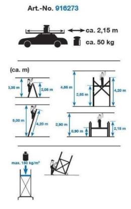 Prekės „Stelažas statybinis aliuminis 285 cm A+B Krause Corda Art 916273“ paveikslėlis