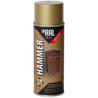 Prekės „Dažai aerozoliniai INRAL DECOR HAMMER aukso spalvos 400 ml“ paveikslėlis