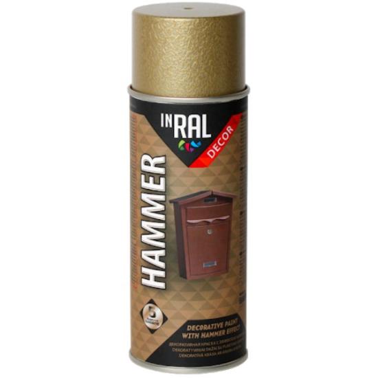 Prekės „Dažai aerozoliniai INRAL DECOR HAMMER aukso spalvos 400 ml“ paveikslėlis