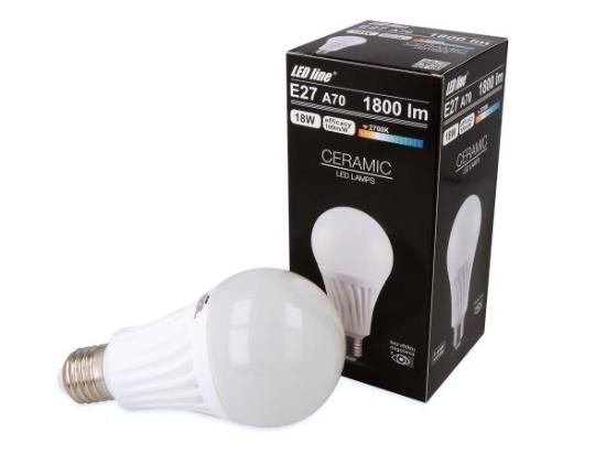 Prekės „Lempa LED E27 18W A70 4000K 1800lm LEDline“ paveikslėlis
