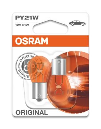 Prekės „Lemputė automobiliui PY21W 12V BAU15S geltona Osram 2 vnt“ paveikslėlis