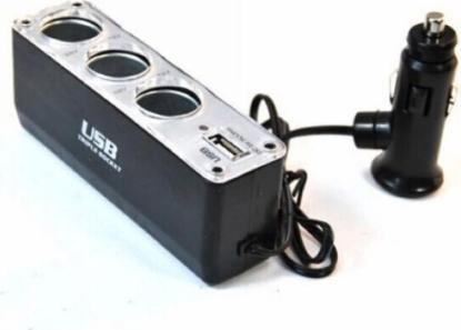 Prekės „Šakotuvas automobiliui 3 lizdų 1 USB 12V Alburnus“ paveikslėlis