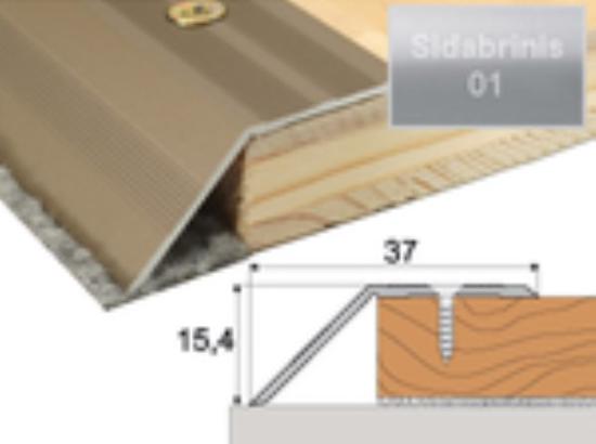 Prekės „Profilis sujungimo grindų A39 sidabrinis 37x15,4mm sidabro spalvos imitacija 180cm ilgio“ paveikslėlis