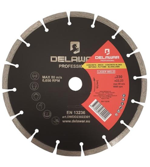 Prekės „Diskas deimantinis 230x3x22,23 mm Segment Laser Delawar“ paveikslėlis