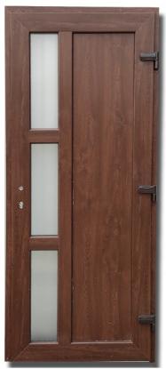 Prekės „Durys lauko PVC BAZ 1620 900x2100 dešinė, riešutas“ paveikslėlis