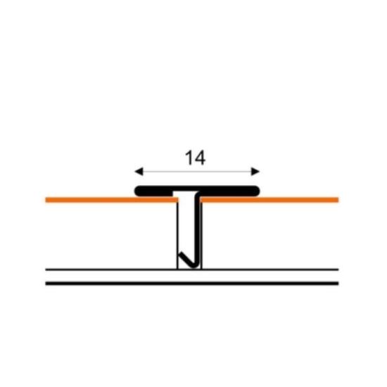 Prekės „Profilis ST014-52-250 ''T'' 14mm nerūdijantis plienas 2,5m“ paveikslėlis