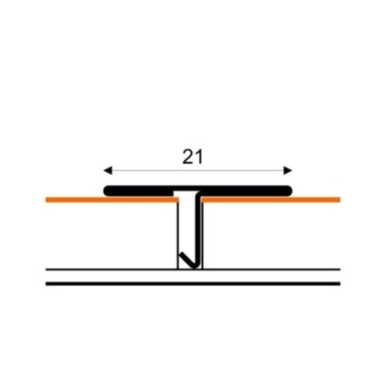 Prekės „Profilis ST021-52-250 ''T'' 21mm nerūdijantis plienas 2,5m“ paveikslėlis