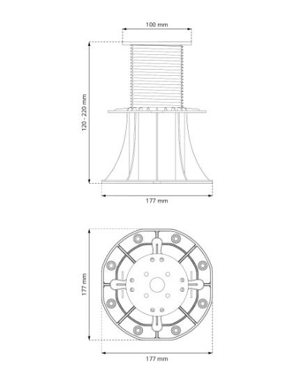 Prekės „Laikiklis terasai reguliuojamas 120-220 mm plastikinis DDP04“ paveikslėlis