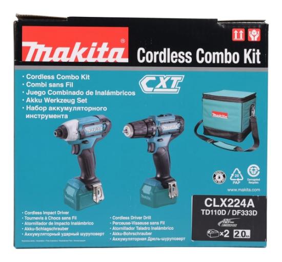Prekės „Suktuvų rinkinys akumuliatorinių 12V 2x2Ah DF333D+TD110D Makita, 2x baterijos ir įkroviklis“ paveikslėlis