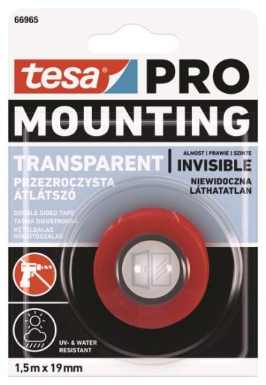 Prekės „Juosta dvipusė skaidri 1,5mx19mm PRO Tesa“ paveikslėlis