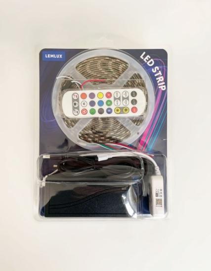 Prekės „LED juostos rinkinys su maitinimo šaltiniu ir valdikliu, 5m, 60LED/m, 14.4W/m, 12Vdc, RGB IC skaitmeninė, IP65, TUYA WI-FI“ paveikslėlis