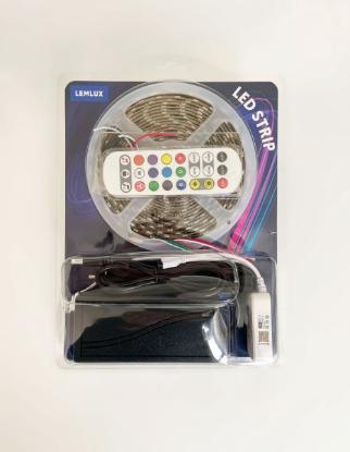 Prekės „LED juostos rinkinys su maitinimo šaltiniu ir valdikliu, 5m, 60LED/m, 14.4W/m, 12Vdc, RGB IC skaitmeninė, IP65, TUYA WI-FI“ paveikslėlis