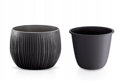 Prekės „Plastikinis vazonas Beton Bowl DKB180-B411, juodos spalvos“ paveikslėlis