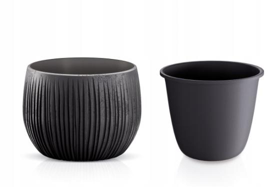 Prekės „Plastikinis vazonas Beton Bowl DKB180-B411, juodos spalvos“ paveikslėlis