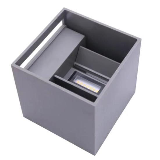 Prekės „Šviestuvas fasadinis LED 2x3W 4000K IP54 pilkas CUBE LEDOM“ paveikslėlis