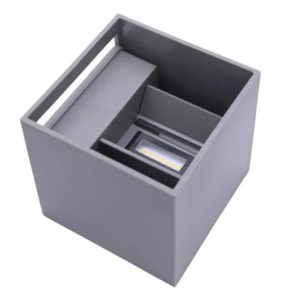 Prekės „Šviestuvas fasadinis LED 2x3W 4000K IP54 pilkas CUBE LEDOM“ paveikslėlis