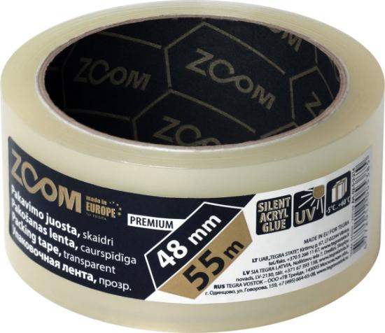 Prekės „Pakavimo juosta ZOOM PREMIUM, 48mm x 55m, skaidri“ paveikslėlis
