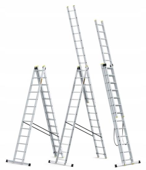 Prekės „Kopėčios aliuminės universalios 3 dalių 12 pakopų 325-724 mm Drabest Pro“ paveikslėlis