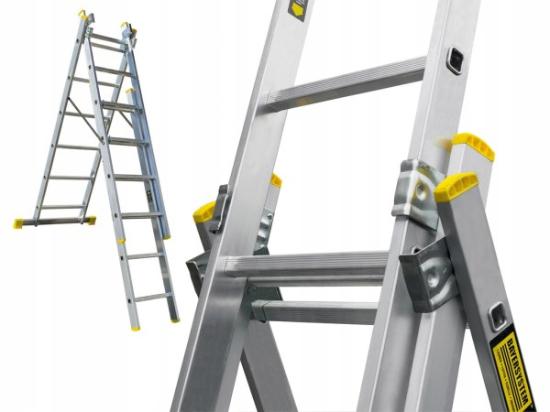 Prekės „Kopėčios aliuminės universalios 3 dalių 9 pakopų 2,43 x 5,29 m Bayersystem BS-DW 3x9
“ paveikslėlis