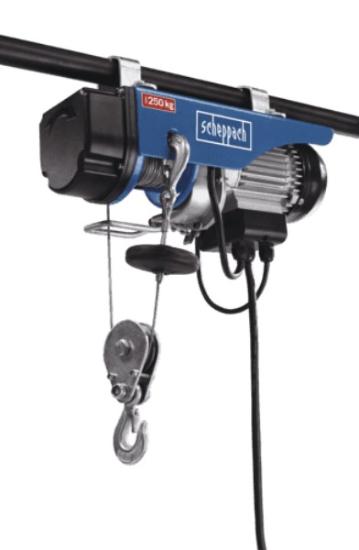 Prekės „Keltuvas elektrinis su lynu 125/250 kg 530W HRS250 Scheppach“ paveikslėlis