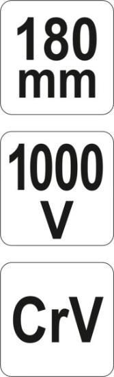 Prekės „Replės elektrikui šoninės 180 mm 1000 V izoliuotos Yato“ paveikslėlis