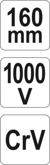 Prekės „Replės elektrikui siauros 160 mm 1000 V izoliuotos Yato“ paveikslėlis