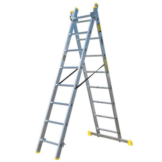 Prekės „Universalios aliuminio kopėčios 3 dalių x 8 pakopos Bayersystem“ paveikslėlis