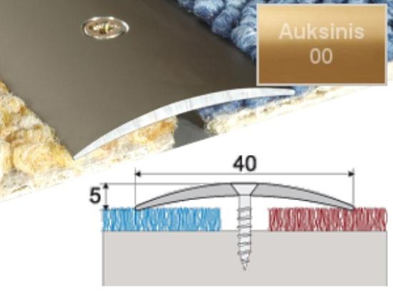 Prekės „Profilis grindų sujungimui A13 su nuolydžiu auksinis 40x5mm 180cm“ paveikslėlis