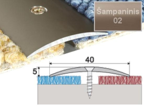 Prekės „Profilis grindų sujungimui A13 su nuolydžiu šampaninis 40x5mm 270cm“ paveikslėlis