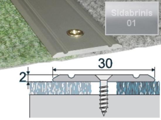 Prekės „Profilis grindų sujungimui A02 30x2mm 180cm sidabro spalva“ paveikslėlis