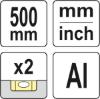 Prekės „Liniuotė su rankena aliuminė 500 mm Yato YT-70713“ paveikslėlis