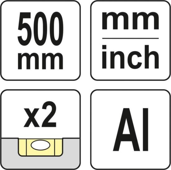 Prekės „Liniuotė su rankena aliuminė 500 mm Yato YT-70713“ paveikslėlis