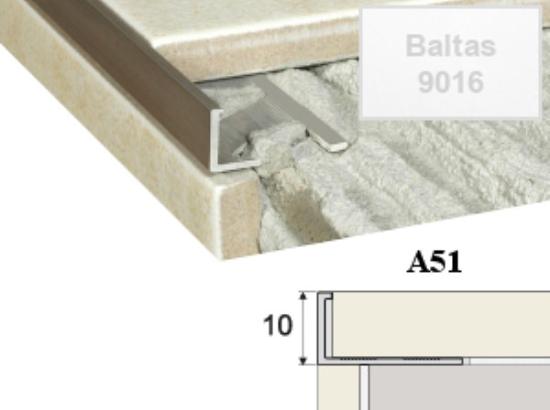Prekės „Plytelių užbaigimo profilis A51 baltas 10mm 250cm“ paveikslėlis