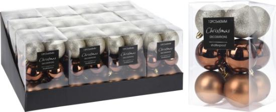 Prekės „Rinkinys eglutės žaisliukų 12 vnt x 60 mm Amber“ paveikslėlis