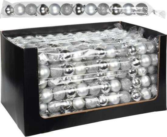 Prekės „Žaisliukai eglutės sidabriniai 12 vnt x 50 mm“ paveikslėlis