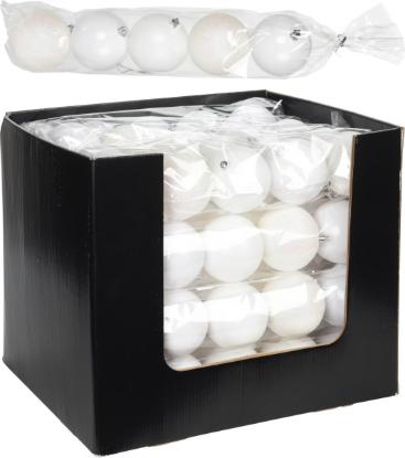 Prekės „Žaisliukai eglutės balti 5 vnt x 80 mm“ paveikslėlis