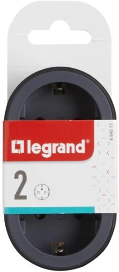Prekės „Šakotuvas 2 vietų x2P+E juodas Legrand“ paveikslėlis